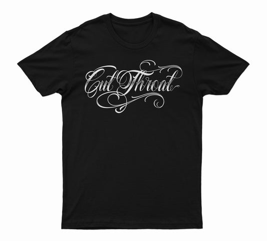 Cut-Throat Script T-Shirt White Logo