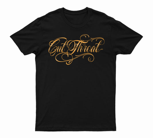 Cut-Throat Script T-Shirt (Gold)
